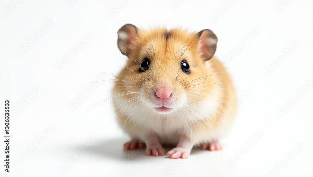 Tiny pet hamster set against a white background. Tiny pet hamster set against a white background.