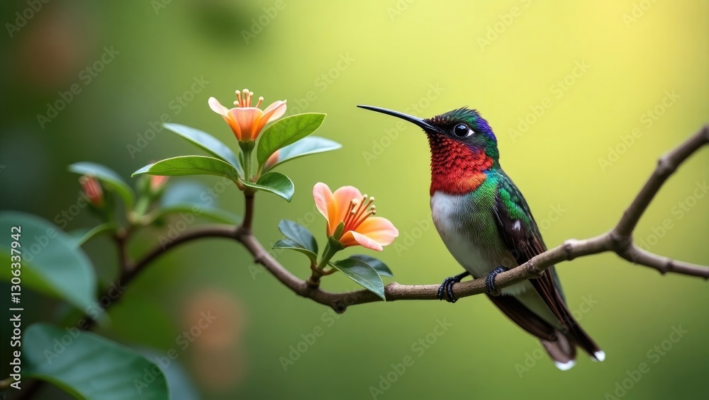 Fototapeta premium Colorful hummingbird resting on a branch