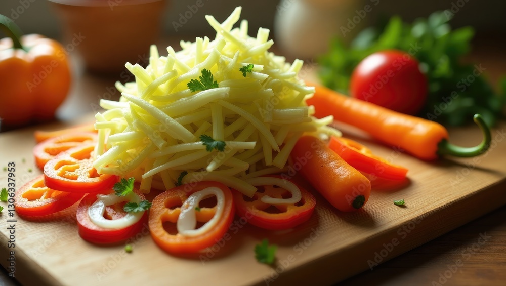 Homemade pickled vegetables featuring cabbage, bell peppers, carrots, and onions. Homemade pickled vegetables featuring cabbage, bell peppers, carrots, and onions.