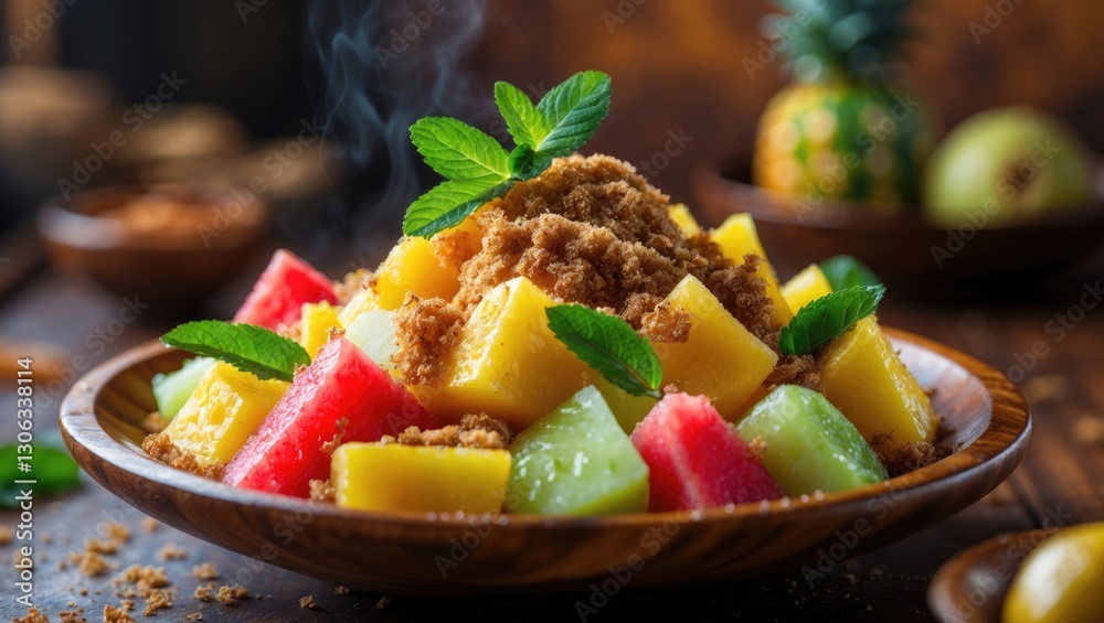 Traditional Indonesian fruit salad with brown sugar, a Tasty Treat. Traditional Indonesian fruit salad with brown sugar, a Tasty Treat.