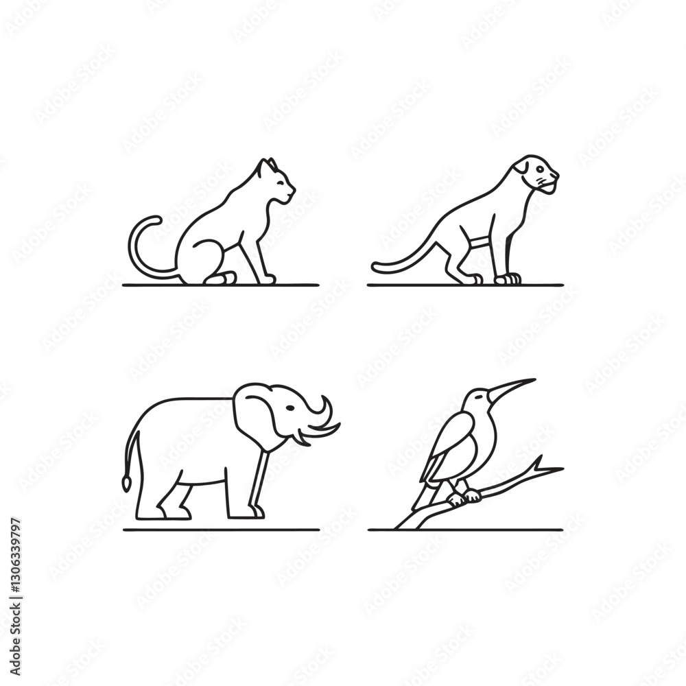 Fototapeta premium animal editable line icons