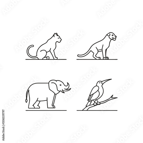 animal editable line icons