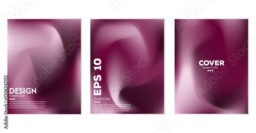 Wallpaper Mural Collection of abstract liquid wave backgrounds in maroon. Effect of combining dark and light colors. Modern design template for web cover, advertising banner, poster, brochure, flyer. Vector EPS Torontodigital.ca