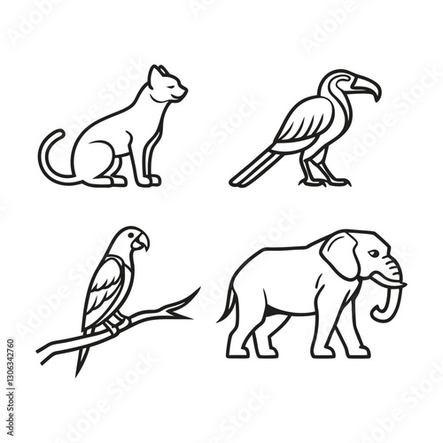 animal editable line icons