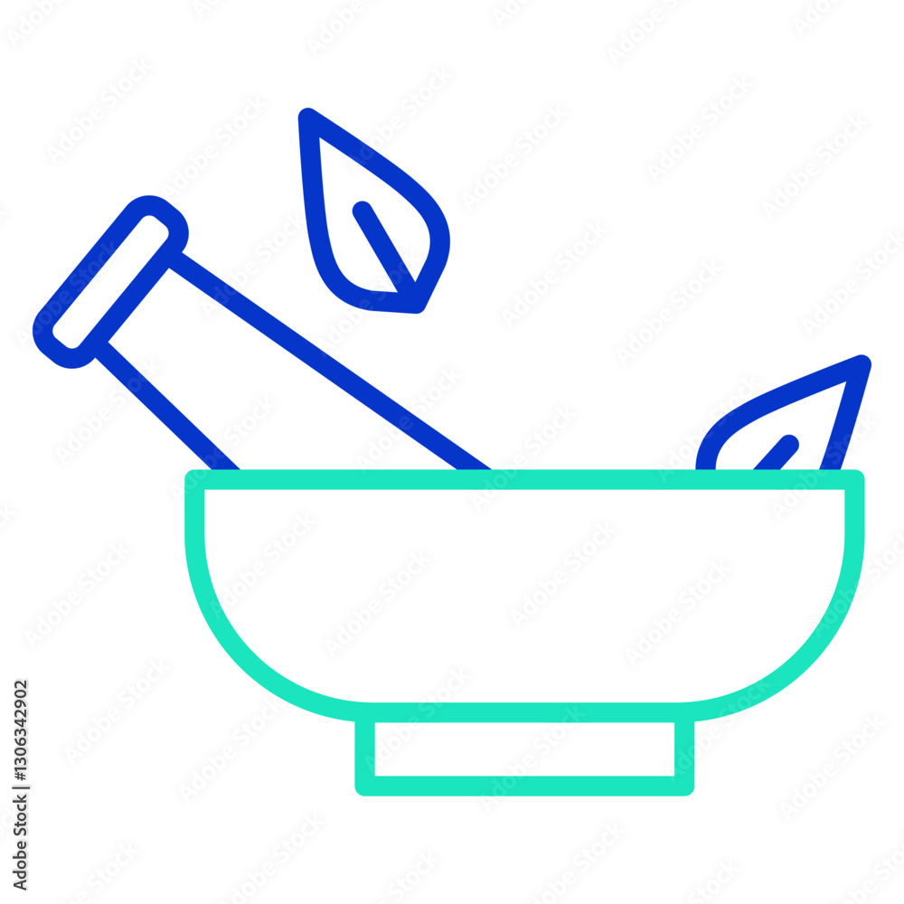 Fototapeta premium Remedy bowl outline dual color icon