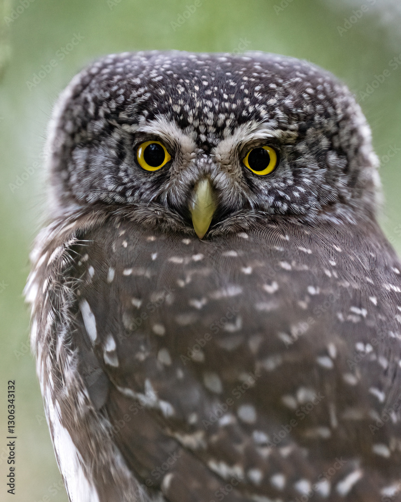 Fototapeta premium Eurasian pygmy owl closeup portrait