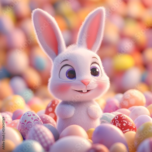 easter bunny with easter eggs