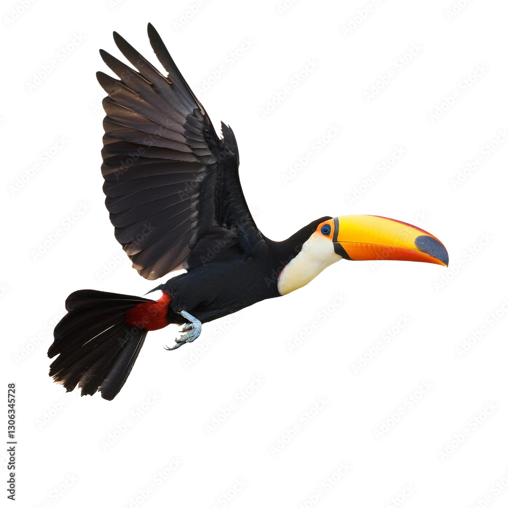 Obraz premium flying Toucan bird isolated on transparent background
