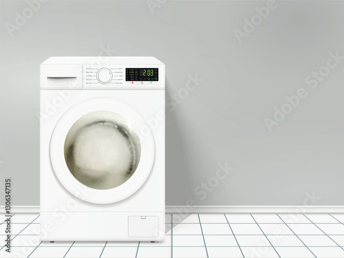 A working washing machine in laundry room