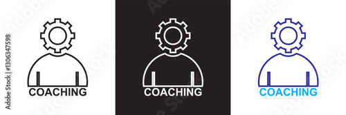 Coaching related icons. Mentoring, leadership, workshop etc.  isolated on white and black background. Vector illustration. EPS 10