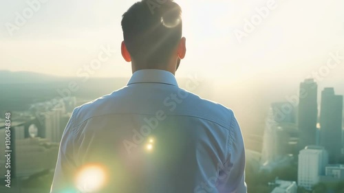 A man is sitting on a mat in front of a window. He is wearing a white shirt and black pants. The man is in a relaxed and peaceful state of mind