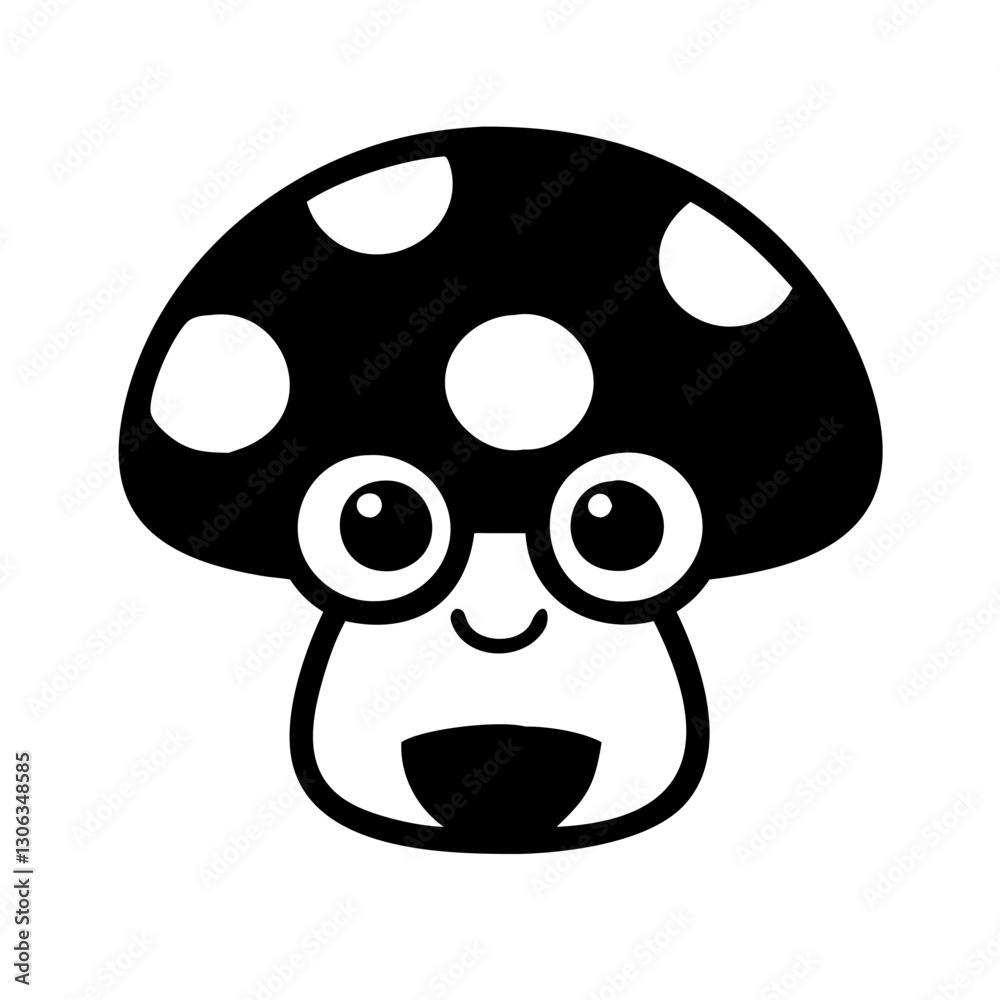 Fototapeta premium mushroom with glasses kawaii vector