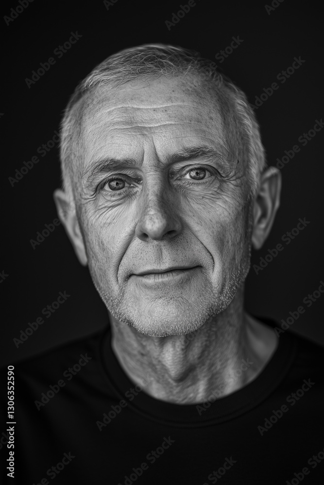 Black and white portrait of a senior man Black and white portrait of a senior man