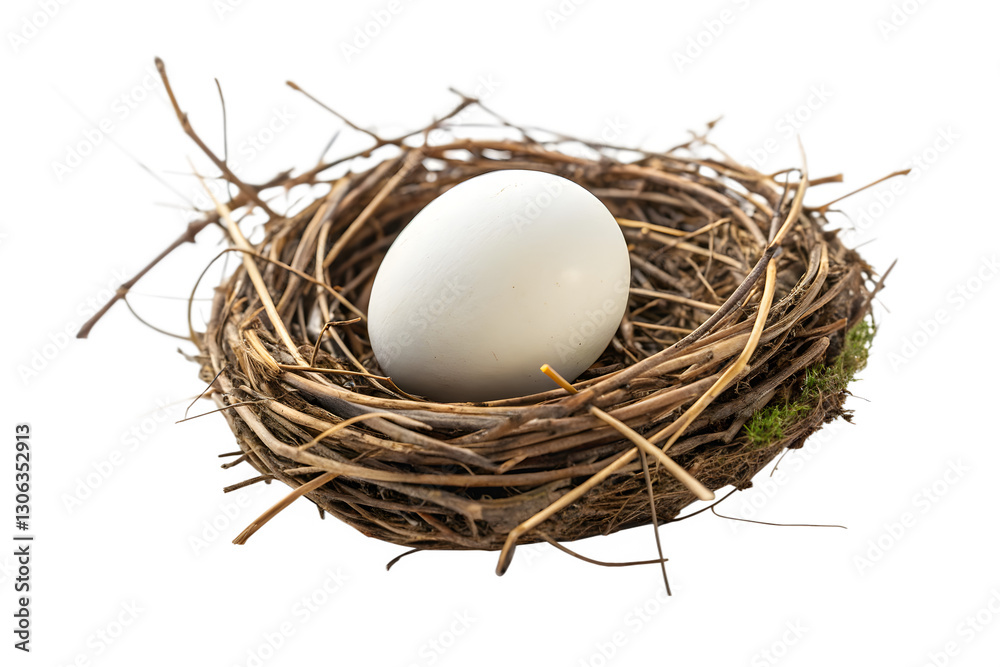one white egg in the nest isolated on transparent background one white egg in the nest isolated on transparent background
