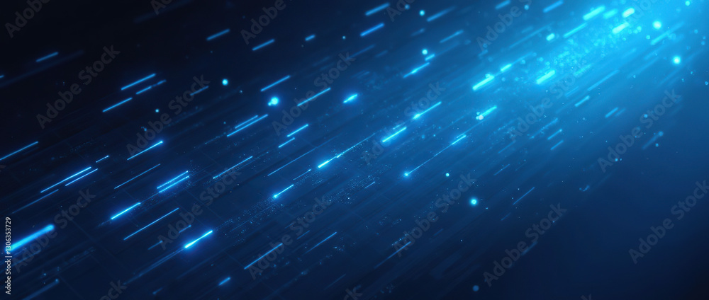 Fototapeta premium Futuristic abstract design with glowing blue lines and flying energy, creating a high-tech, magical ambiance.