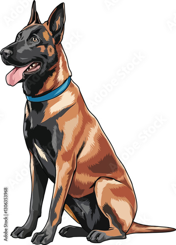 Cute Belgian Malinois Dog Vector Illustration