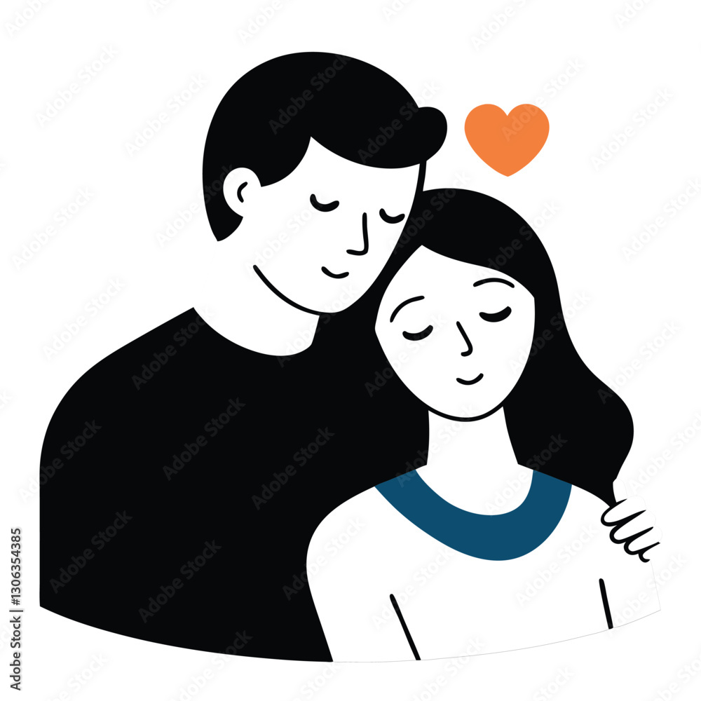 Stylish monochromatic design of a couple in love Stylish monochromatic design of a couple in love
