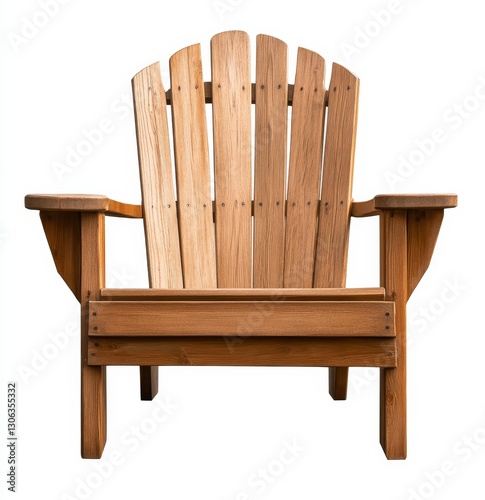 Wooden Adirondack chair, outdoor, empty,  white background