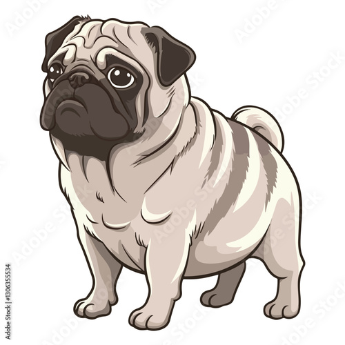 Cute Pug Dog Vector Illustration
