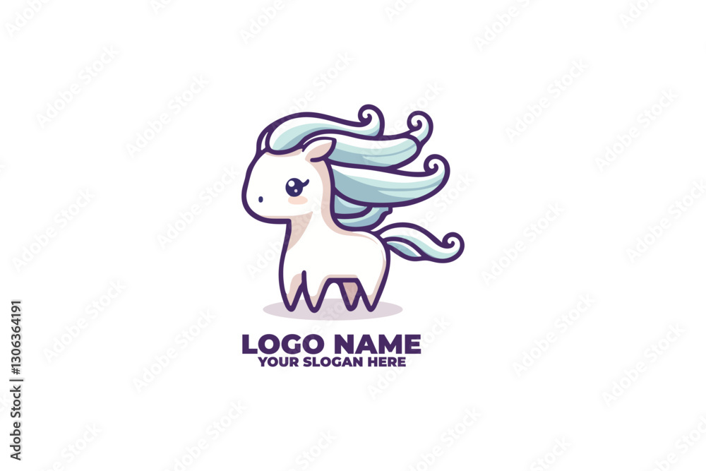 Fototapeta premium cute horse with flowing mane and tail Logo
