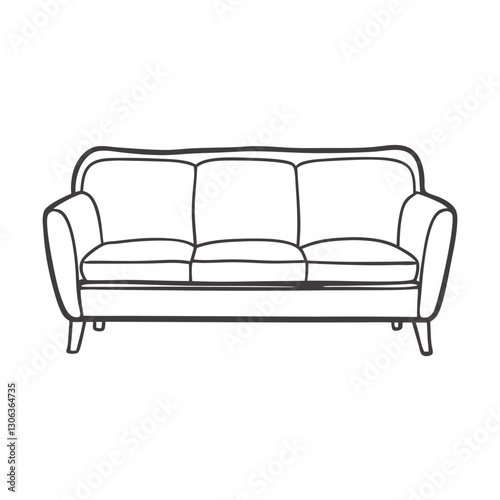 Obraz na płótnie Black and white outline of a three-seater sofa illustration w salonie