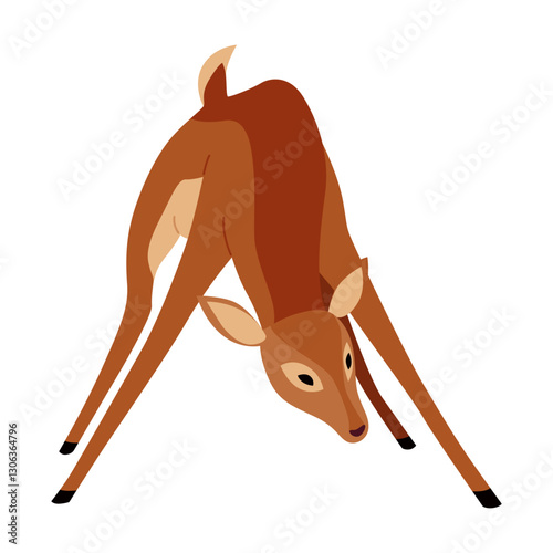 Deer animal icon. Cute spotted forest deer. Wild nature creature concept. Cartoon spotted roe, vector illustration