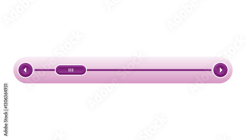 Scroll bar slider. UI horizontal slider. Multicolor modern UI element. Buttons with adjustable knobs for controlling audio or video. Vector illustration of intuitive design element