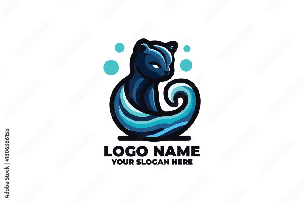 Chibi logo Panther with Ocean Chibi logo Panther with Ocean