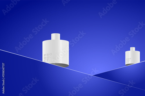 3D product background Blue diagonal wall. Illustration display for cosmetic or beauty product