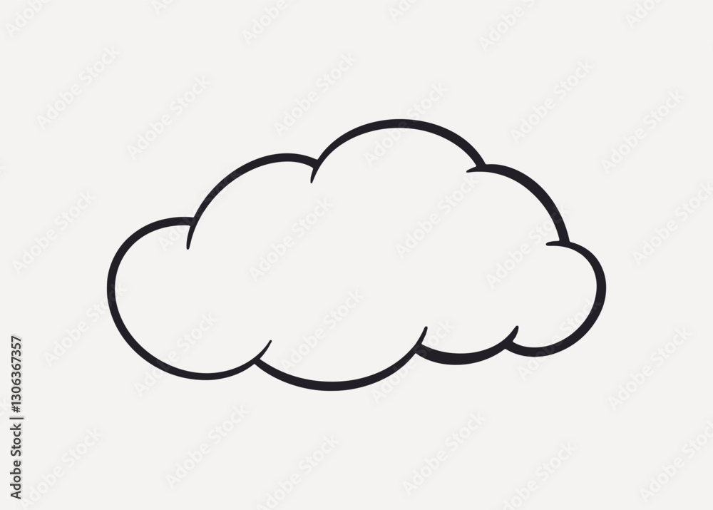 Cartoon cloud retro line illustration, collage element vector Cartoon cloud retro line illustration, collage element vector