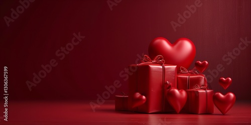 An exceptional occasion for lovers,  hearts and presenting gifts are customarily linked to Valentine's Day posters, Generative AI.