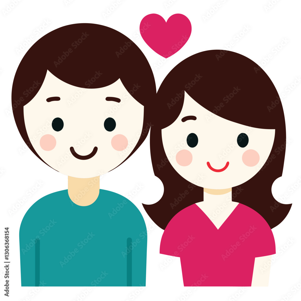 Stylized illustration of a cute couple in love Stylized illustration of a cute couple in love