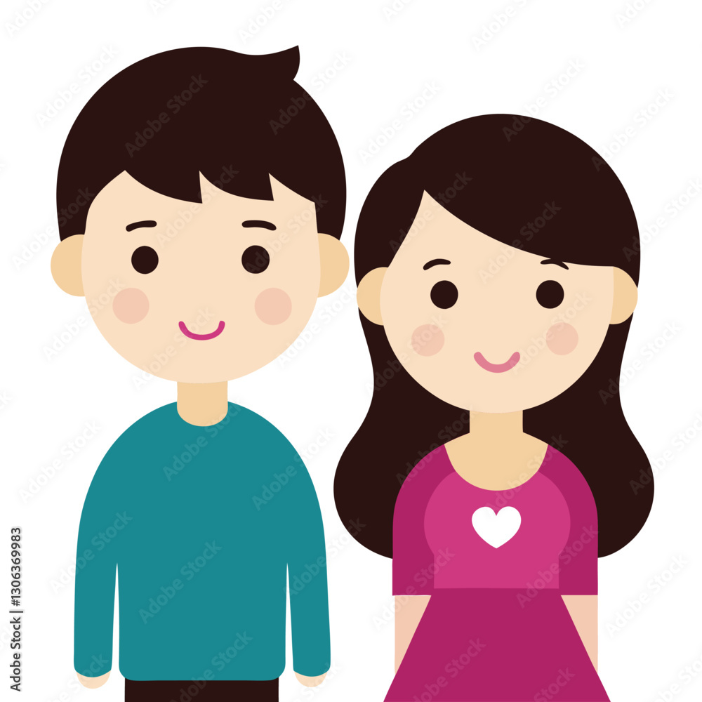 Adorable illustration of a couple sharing affection Adorable illustration of a couple sharing affection