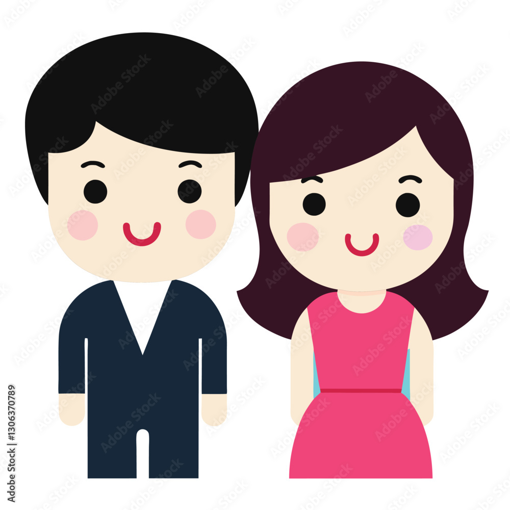 Stylized clipart illustration of a loving couple Stylized clipart illustration of a loving couple