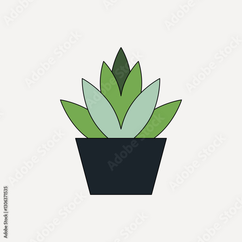 Houseplant pot, flat collage element vector