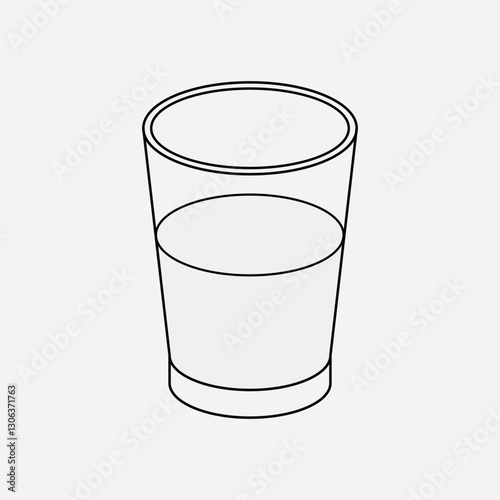 Glass of milk, flat collage element vector