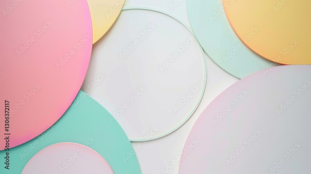 Layered pastel-colored circles overlapping on a soft background. Background of 3D rendering geometric shape with vibrant pastel color. Abstract photography for modern and creative design. AIG51. Layered pastel-colored circles overlapping on a soft background. Background of 3D rendering geometric shape with vibrant pastel color. Abstract photography for modern and creative design. AIG51.
