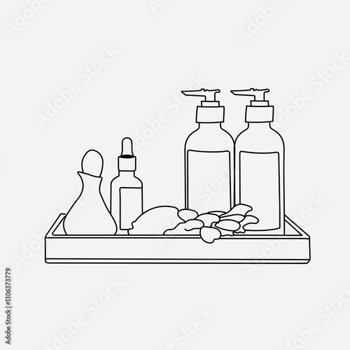 Bathroom amenities line art illustration vector