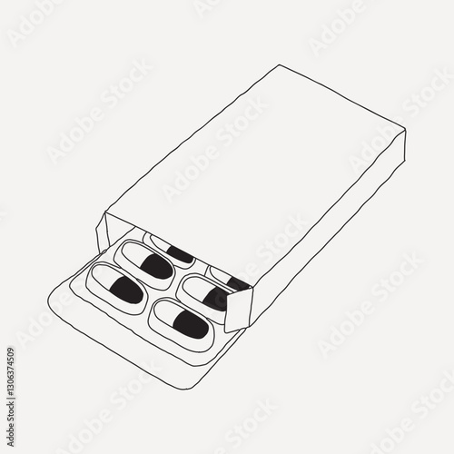 Capsule medicine line art illustration vector