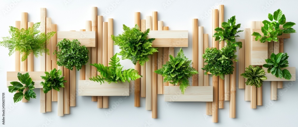 Modern Bamboo and Greenery Wall Decor. Modern Bamboo and Greenery Wall Decor.