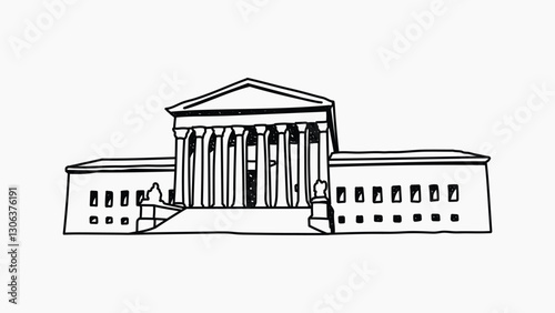 Supreme Court USA hand drawn illustration vector