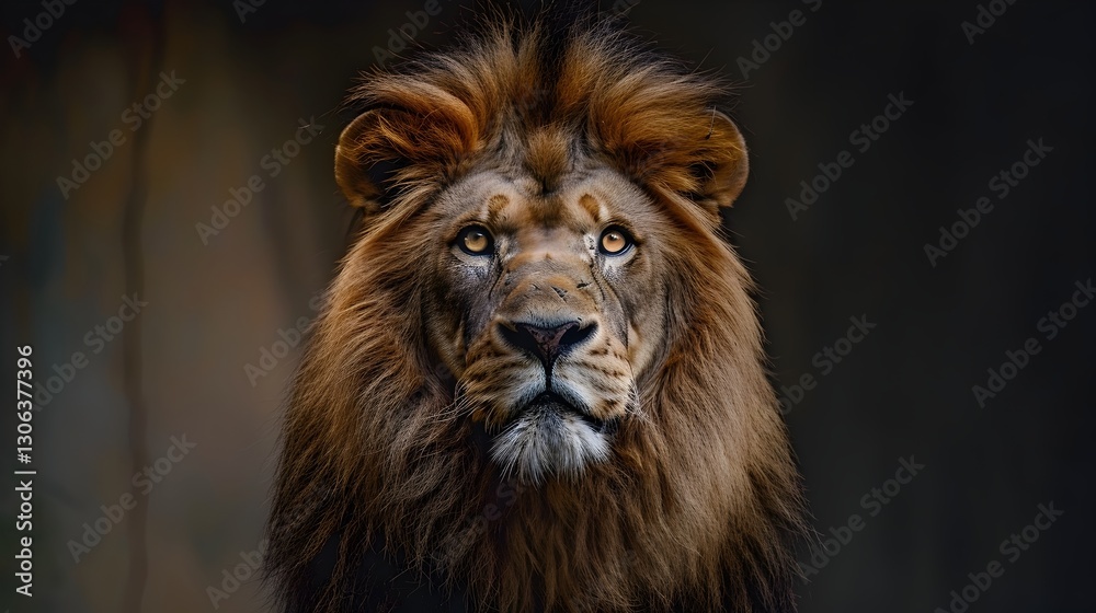 Strength and Authority A Majestic Lions Piercing Gaze at Sunset Strength and Authority A Majestic Lions Piercing Gaze at Sunset