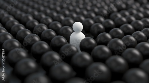 Unique Leadership A White Figure at the Forefront of a Black Figure Formation in D Rendered