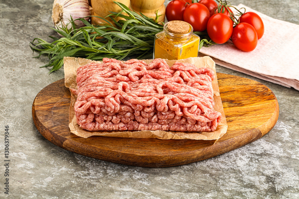 Raw uncooked red minced meat Raw uncooked red minced meat