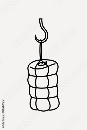 Smoked boneless ham line art vector