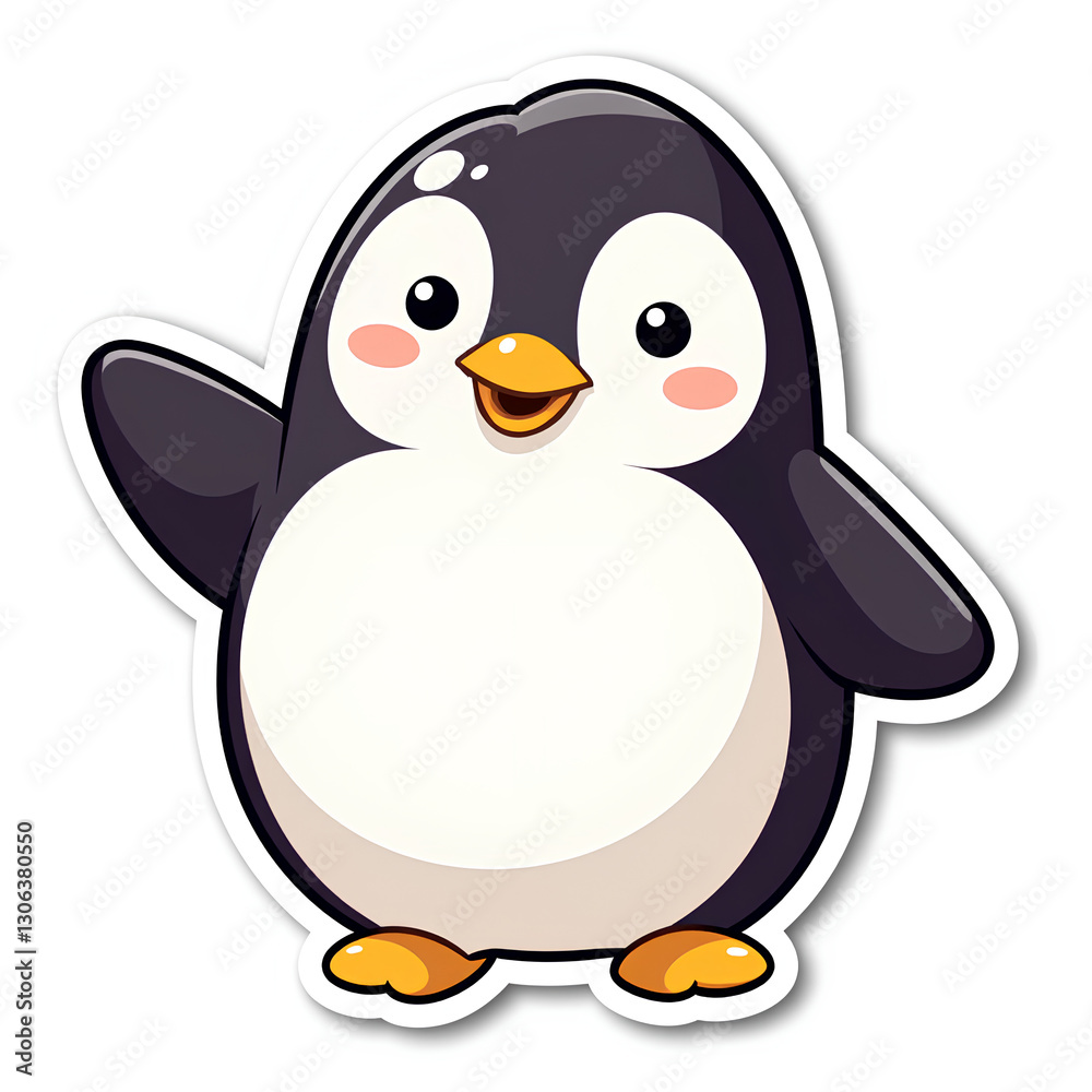 Fototapeta premium Chubby Penguin Waving 