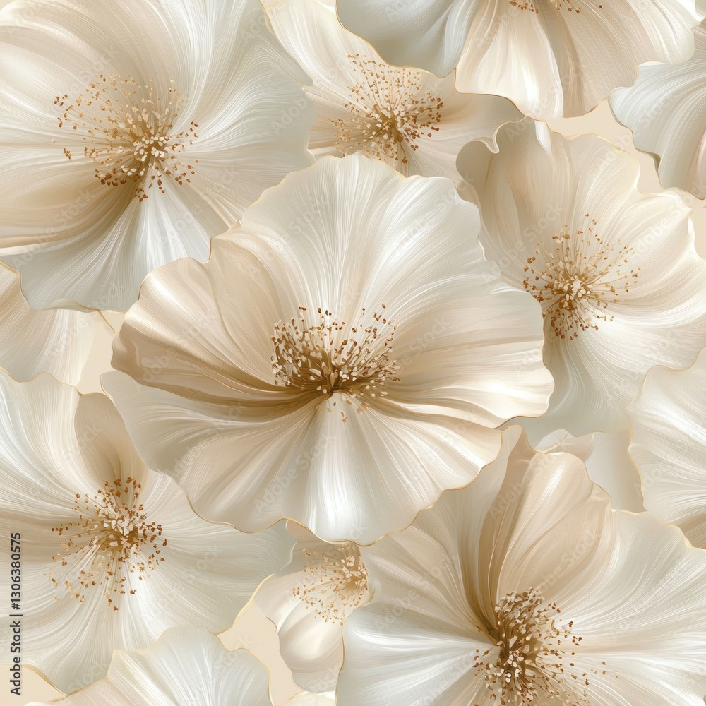 Creamy, luxurious, floral, background, seamless, pattern, with elegant, cream, and beige, flowers, design, texture, illustration. Creamy, luxurious, floral, background, seamless, pattern, with elegant, cream, and beige, flowers, design, texture, illustration.