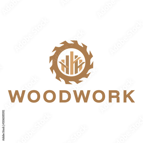 woodwork flat minimalist logo design