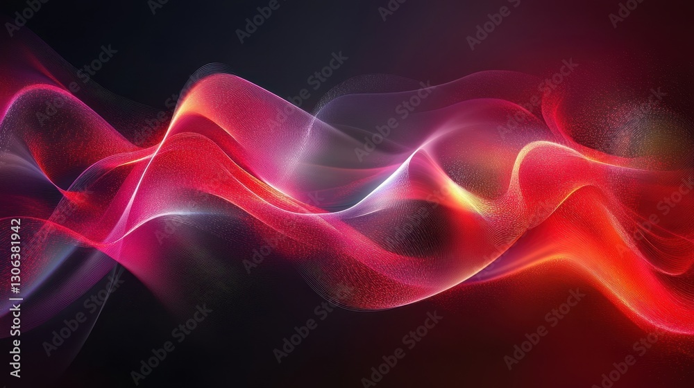Obraz premium Vibrant red and purple abstract light waves on dark background