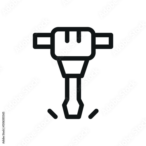 Demolition jack hammer line icon, pneumatic rock drill vector symbol with editable stroke